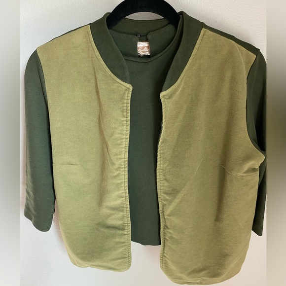 Vintage Two-Tone Green Women's tank top and jacket set - Picture 1 of 8